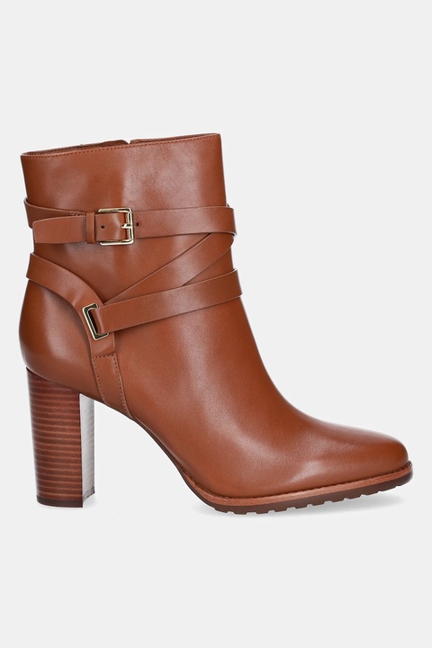 Lauren Ralph Lauren botki skórzane Cllns Bt Hl damskie kolor brązowy na słupku 802974385001 - zdjęcie produktu nr 1