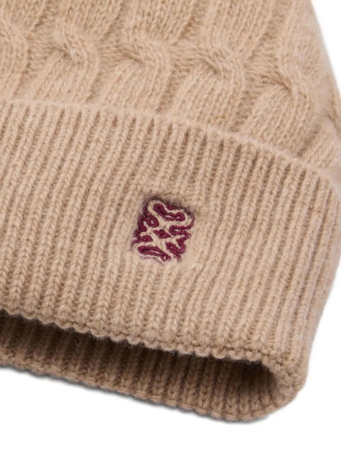 SANDRO cable-knit embroidered beanie hat - Neutrals - zdjęcie produktu nr 1