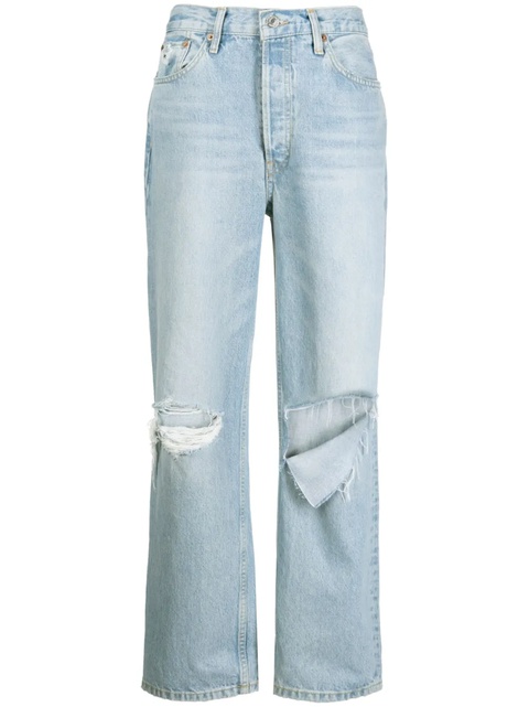 RE/DONE ripped-detail straight-leg jeans - Blue - zdjęcie produktu nr 1