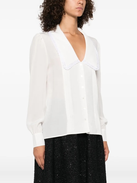 Alessandra Rich lace-trimmed collared blouse - White - zdjęcie produktu nr 2