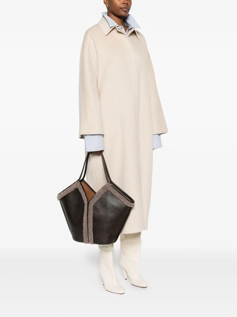Hereu Calella Curly leather shearling-trimmed tote bag - Brown - zdjęcie produktu nr 2