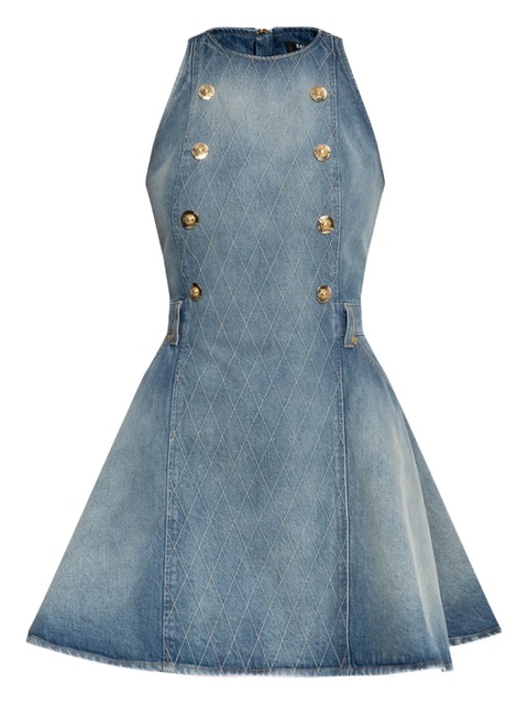 Balmain button-embellished denim dress - Blue - zdjęcie produktu nr 2