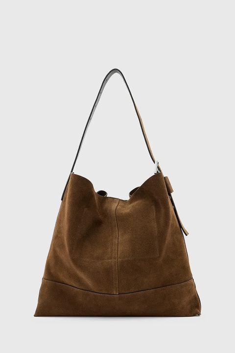 AllSaints torebka zamszowa ASHA kolor brązowy W368XD - zdjęcie produktu nr 1
