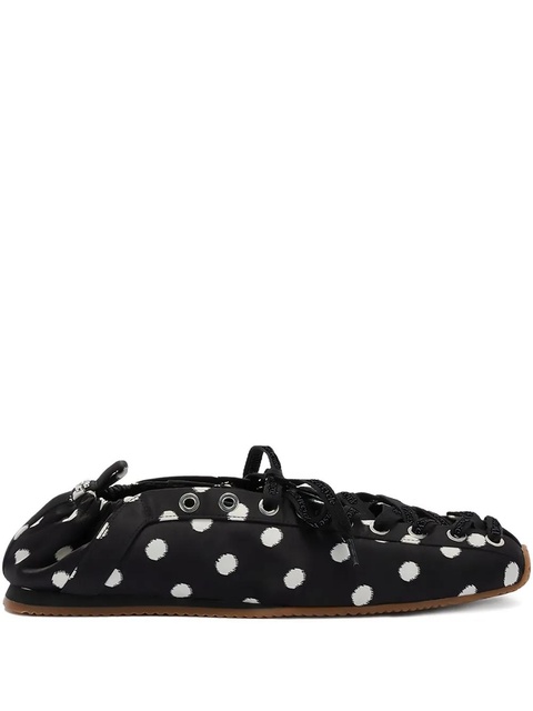GANNI polka-dot lace-up ballet flats - Black - zdjęcie produktu nr 1