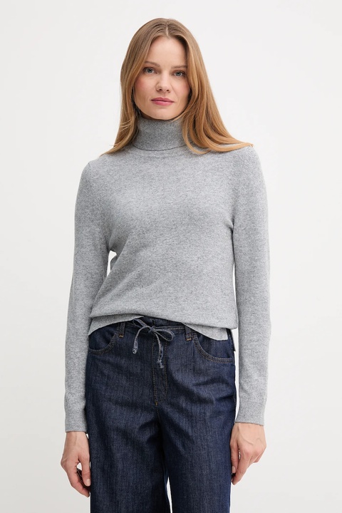 Barbour sweter z wełną damski kolor szary lekki z golfem LKN1077 - zdjęcie produktu nr 1