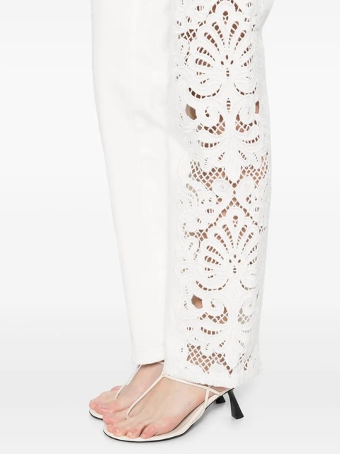 Self-Portrait embroidered cotton jeans - White - zdjęcie produktu nr 2