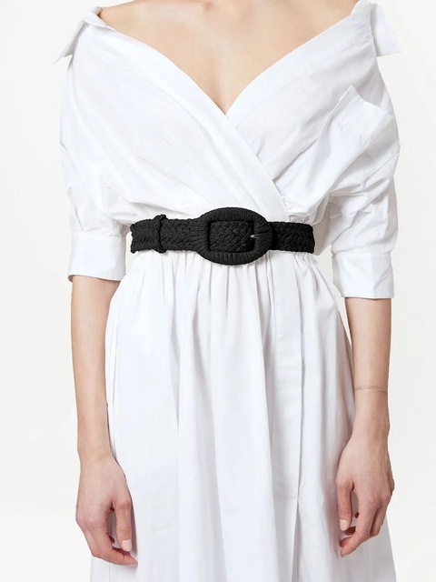 Altuzarra buckle-fastening raffia belt - Black - zdjęcie produktu nr 2