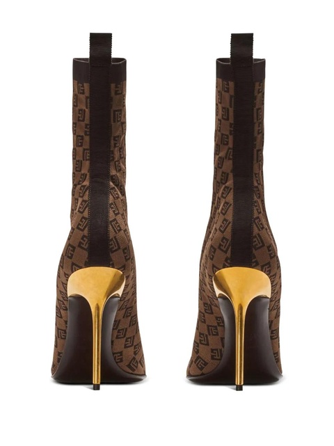 Balmain Skye 95mm monogram-jacquard boots - Brown - zdjęcie produktu nr 2