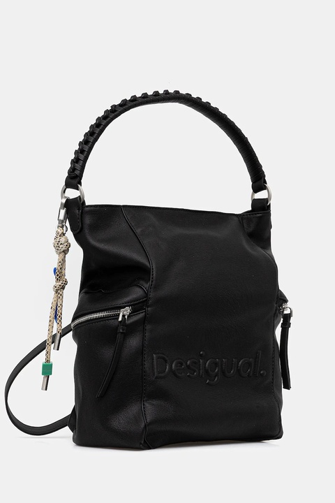 Desigual plecak HALF LOGO ARICA damski kolor czarny mały gładki 25WAKP07 - zdjęcie produktu nr 2