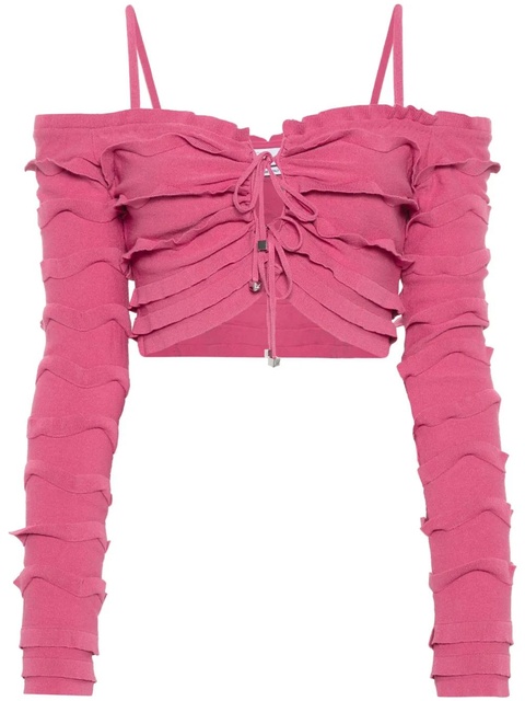 Blumarine ruffled cropped cardigan - Pink - zdjęcie produktu nr 1