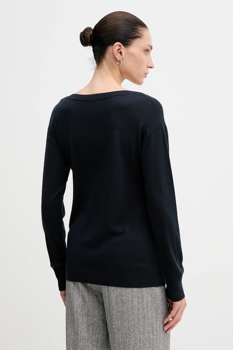 Sisley sweter wełniany damski kolor granatowy lekki 11BAM1A48 - zdjęcie produktu nr 2