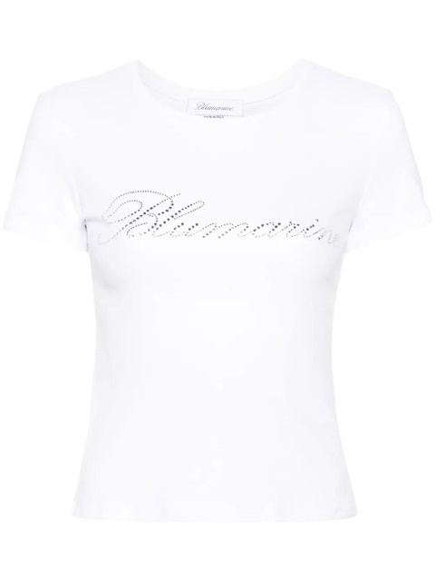Blumarine rhinestoned-logo cotton T-shirt - White - zdjęcie produktu nr 1