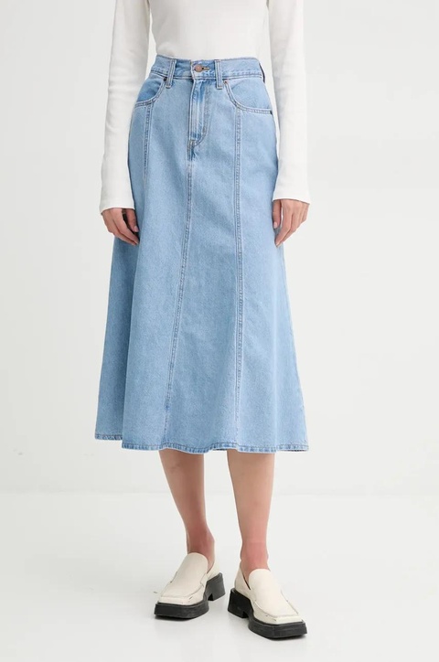 Levi's spódnica jeansowa kolor niebieski midi rozkloszowana A8730 - zdjęcie produktu nr 1