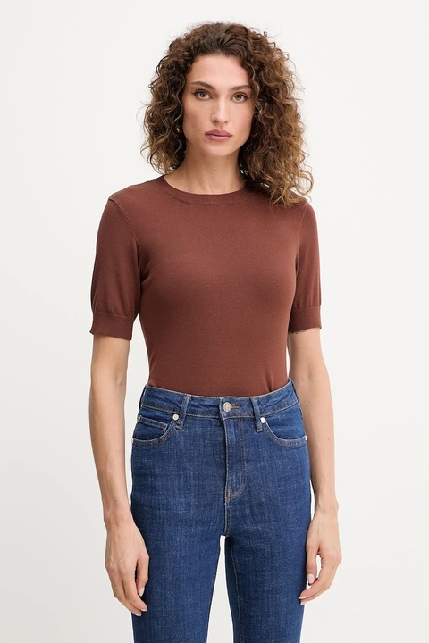 Silvian Heach t-shirt ATLAM damski kolor brązowy GPA25040MA - zdjęcie produktu nr 1