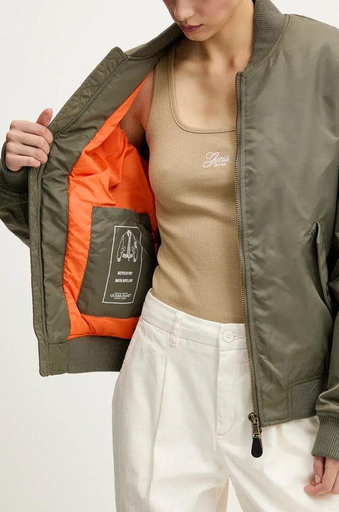 Guess Jeans kurtka bomber damska kolor zielony przejściowa W5RL81 WHAA2 - zdjęcie produktu nr 2