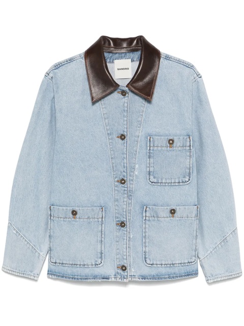 SANDRO contrasting-collar denim jacket - Blue - zdjęcie produktu nr 1
