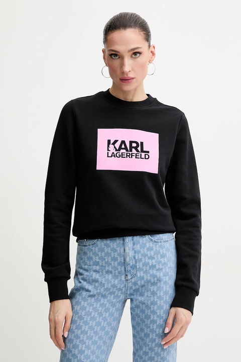 Karl Lagerfeld bluza bawełniana damska kolor czarny z nadrukiem ASW20006 - zdjęcie produktu nr 1