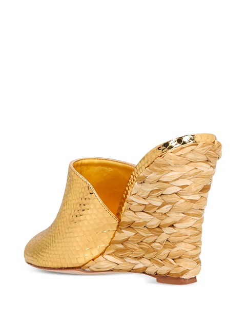 Paris Texas 100mm leather open-toe mules - Gold - zdjęcie produktu nr 2