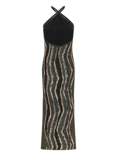 Missoni wave-pattern halterneck maxi dress - Brown - zdjęcie produktu nr 2
