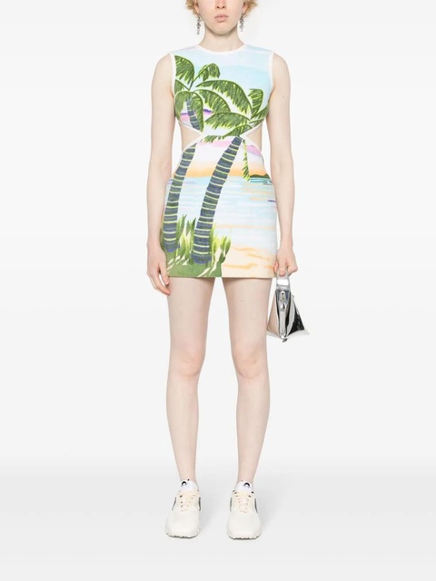 Marine Serre beach print-jacquard mini dress - Green - zdjęcie produktu nr 2