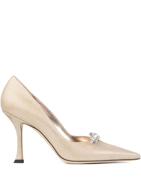 Jimmy Choo 90mm Belinda crystal-embellished pumps - Gold - zdjęcie produktu nr 1