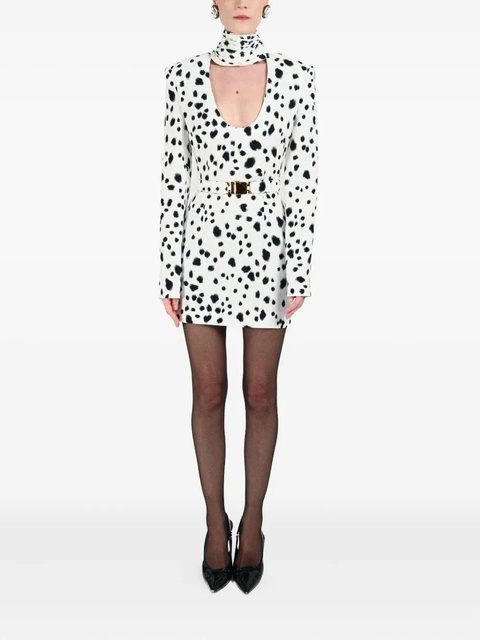 Rowen Rose dalmatian draped-collar mini dress - White - zdjęcie produktu nr 1