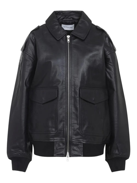 The Frankie Shop classic-collar pocketed leather jacket - Black - zdjęcie produktu nr 1