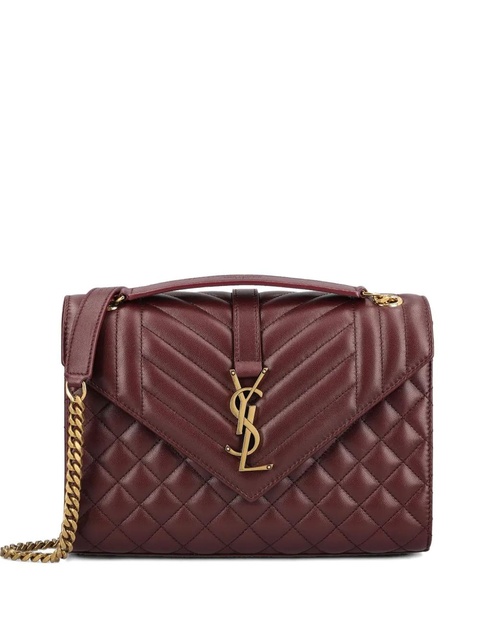 Saint Laurent matelassé logo envelope shoulder bag - Red - zdjęcie produktu nr 1