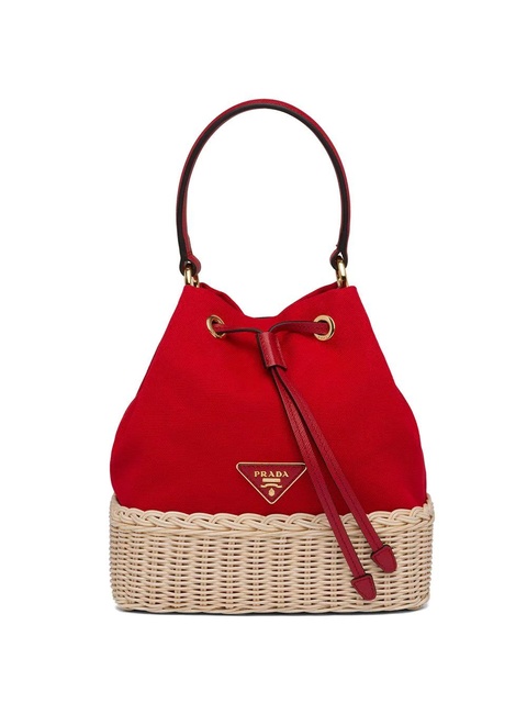 Prada wicker bucket bag - Red - zdjęcie produktu nr 1