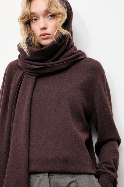 Answear.LAB sweter z wełny merino z szalem damski kolor brązowy lekki - zdjęcie produktu nr 1