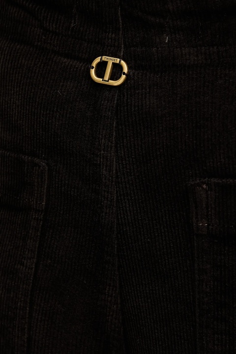 Twinset spodnie sztruksowe damskie kolor brązowy proste high waist 252TT2180 - zdjęcie produktu nr 1