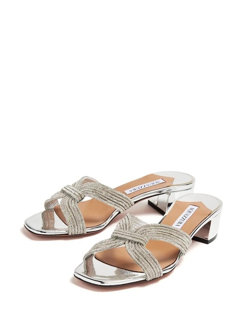 Aquazzura Muse 35mm leather sandals - Silver - zdjęcie produktu nr 2
