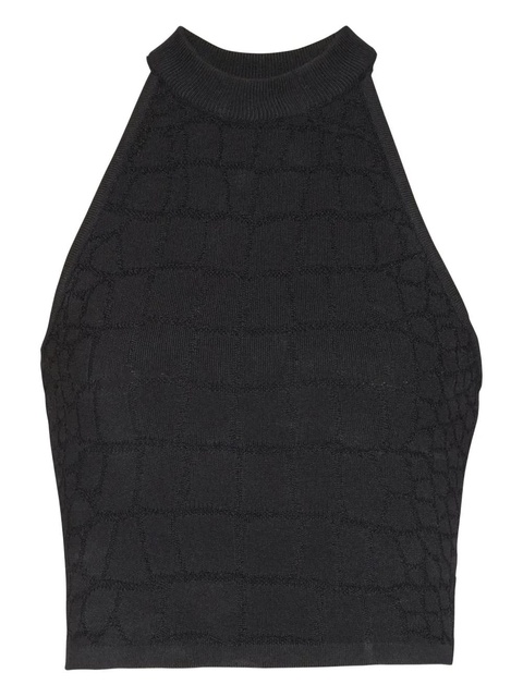 Balmain halterneck crocodile-effect top - Black - zdjęcie produktu nr 1