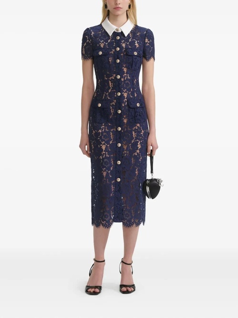 Self-Portrait embroidered-lace dress - Blue - zdjęcie produktu nr 2