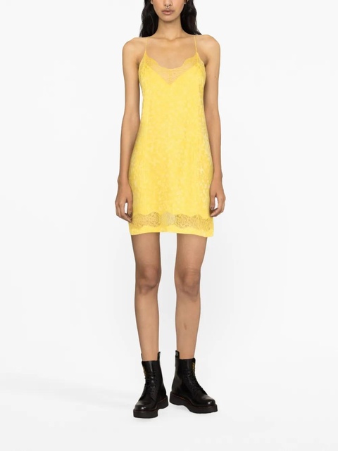 Zadig&Voltaire lace-trim silk-jacquard minidress - Yellow - zdjęcie produktu nr 2