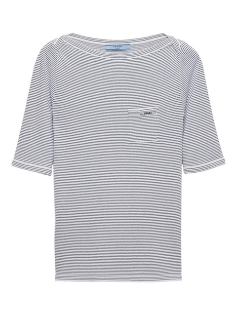 Prada striped boat-neck sweater - Blue - zdjęcie produktu nr 1