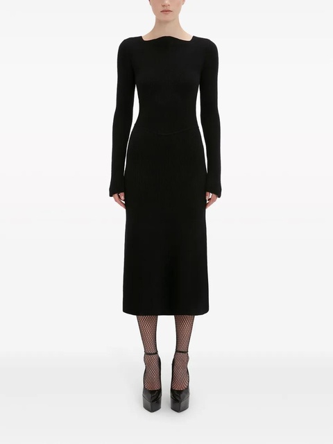 Victoria Beckham ribbed stretch-wool midi dress - Black - zdjęcie produktu nr 2