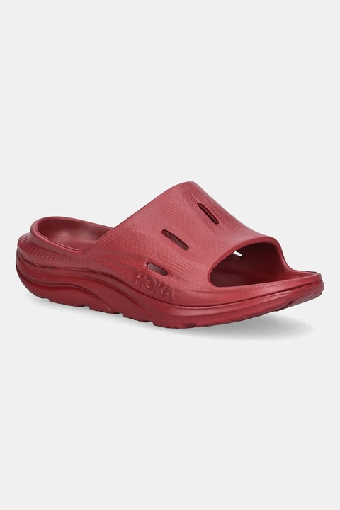 Hoka One One klapki ORA Recovery Slide 3 damskie kolor bordowy na platformie - zdjęcie produktu nr 1