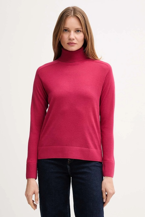 United Colors of Benetton sweter wełniany damski kolor różowy lekki z golfem 11AHD203Y - zdjęcie produktu nr 1