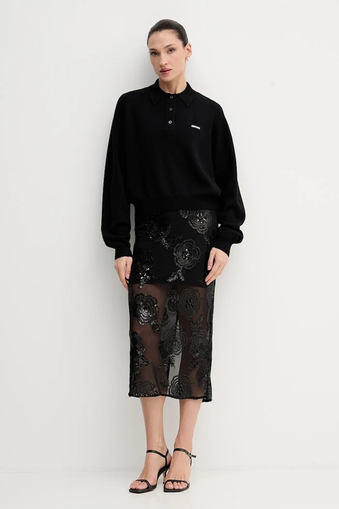 Rotate sweter z dodatkiem wełny kolor czarny lekki 115137100 - zdjęcie produktu nr 2