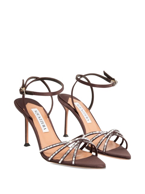 Aquazzura crystal-embellished satin sandals - Brown - zdjęcie produktu nr 2