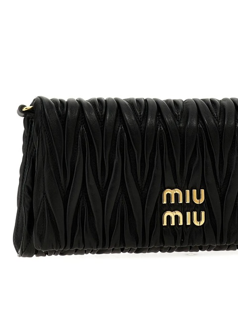 Miu Miu logo-lettering clutch bag - Black - zdjęcie produktu nr 2