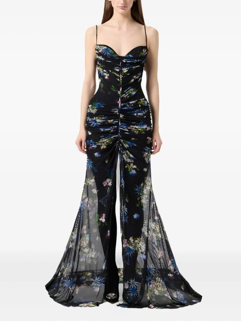 Blumarine floral-print ruched maxi dress - Black - zdjęcie produktu nr 2