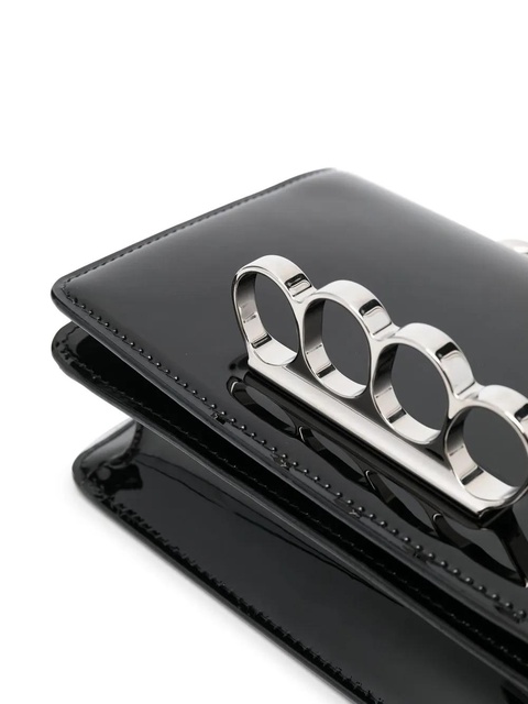 Alexander McQueen Four ring patent-leather tote bag - Black - zdjęcie produktu nr 2