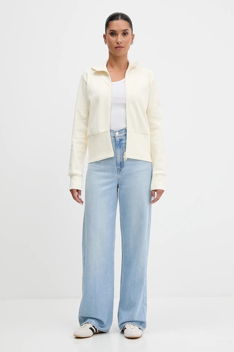 adidas bluza All Szn Winterized damska kolor beżowy gładka JW7434 - zdjęcie produktu nr 2
