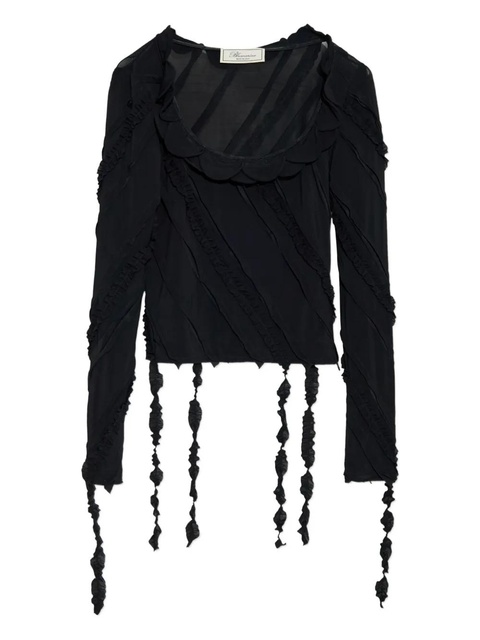 Blumarine ruffled-detail long-sleeve top - Black - zdjęcie produktu nr 1