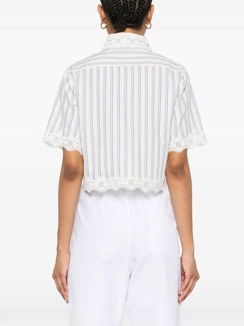 SANDRO striped cropped shirt - Neutrals - zdjęcie produktu nr 2
