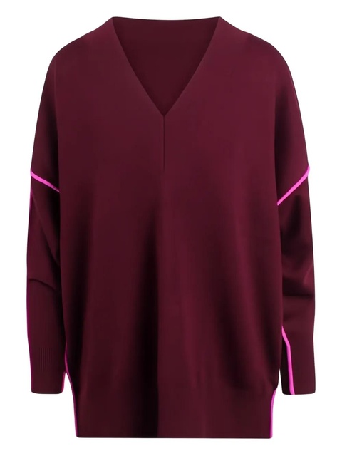 Essentiel Antwerp INSIDE V-neck piping knitwear - Red - zdjęcie produktu nr 1