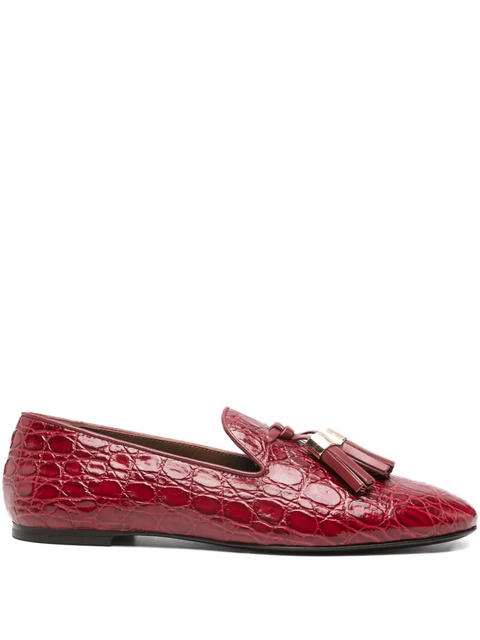 Giuseppe Zanotti crocodile-embossed tassel loafers - Red - zdjęcie produktu nr 1