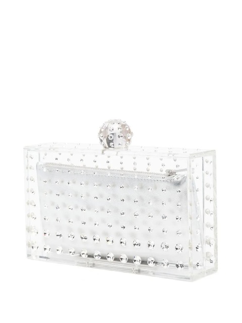 Aquazzura Tequila rhinestone-embellished clutch bag - Neutrals - zdjęcie produktu nr 2
